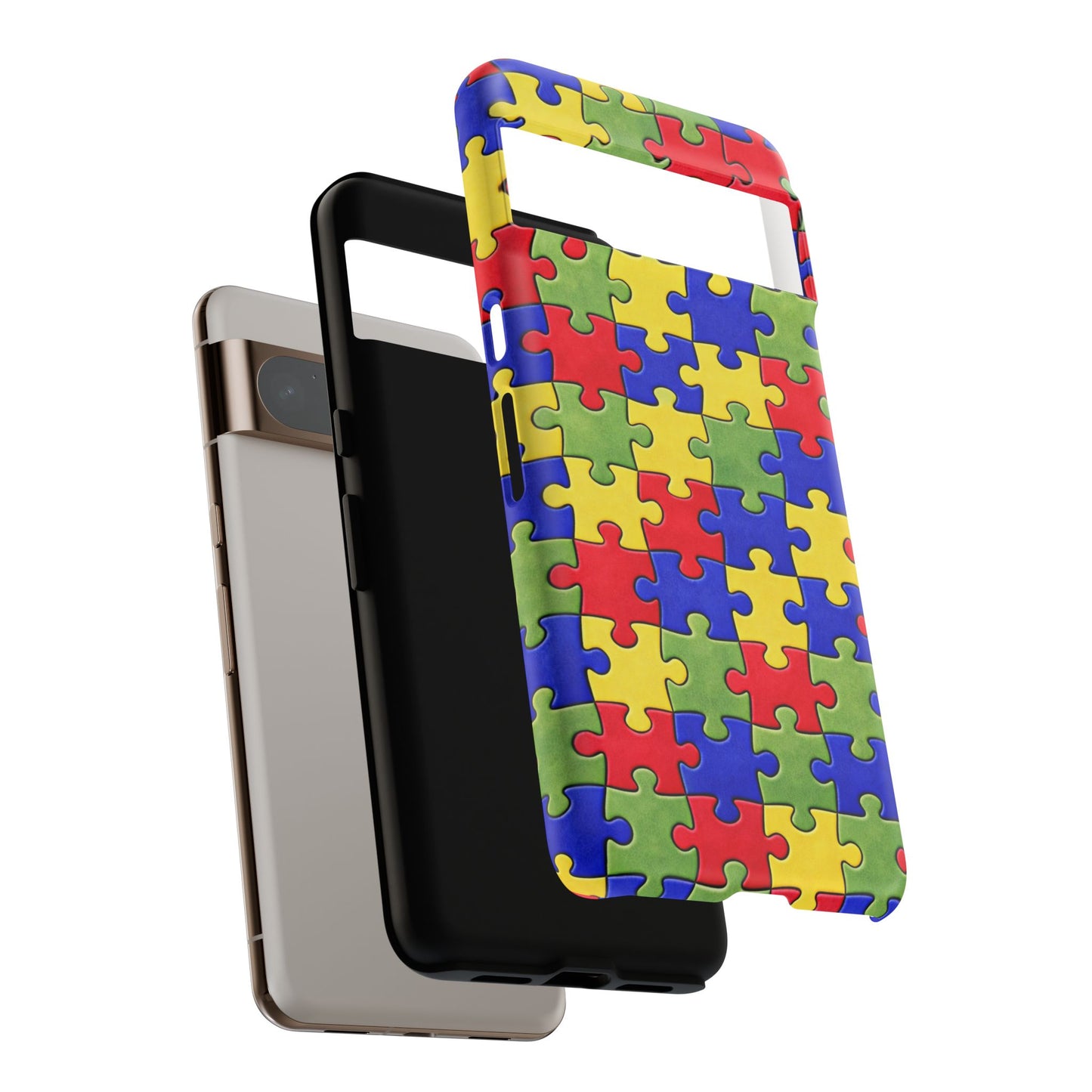 Colorful Puzzle Phone Case, Autism Awareness Jigsaw Design, Tough Protective Case, iPhone & Samsung Case, Vibrant Puzzle Pattern