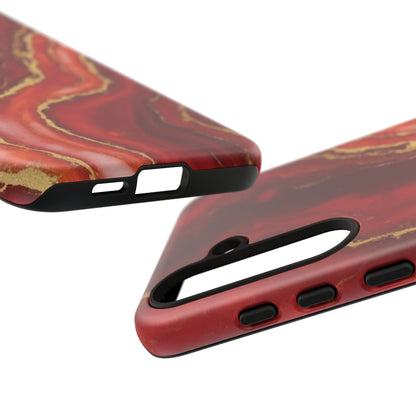 Red Agate Marble Phone Case – Gold Vein Luxury Stone Tough Case (iPhone, Samsung, Pixel)