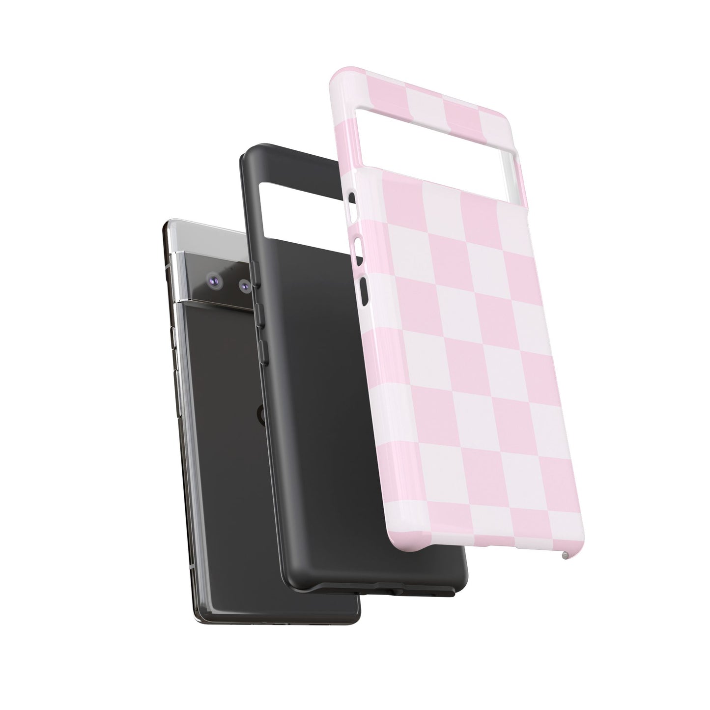 Light Pink Checkerboard Phone Case | Pastel Aesthetic Checkered iPhone & Samsung Tough Case
