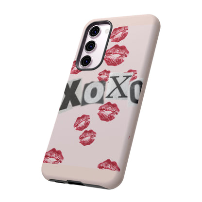 XOXO Kiss Print Phone Case | Coquette Valentine Aesthetic | Cute Pink Lipstick Kiss Tough Case for iPhone & Samsung