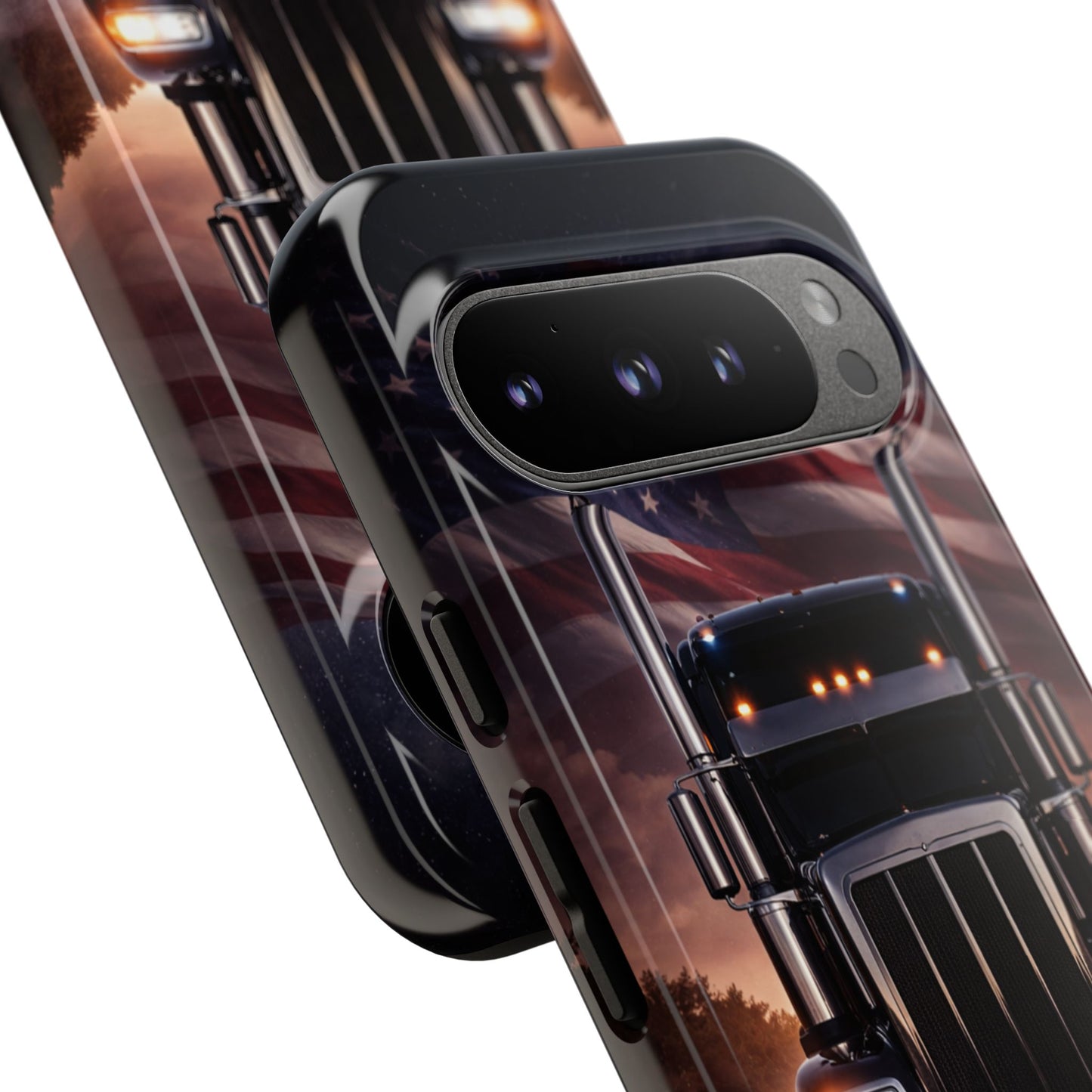 Semi Truck Phone Case American Flag Big Rig Trucker Gift iPhone Samsung