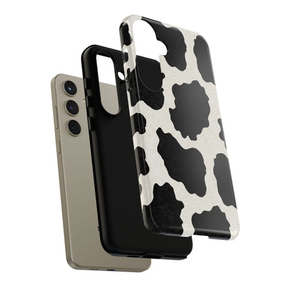 Black & White Cow Print Phone Case | Western Aesthetic iPhone & Samsung Tough Case