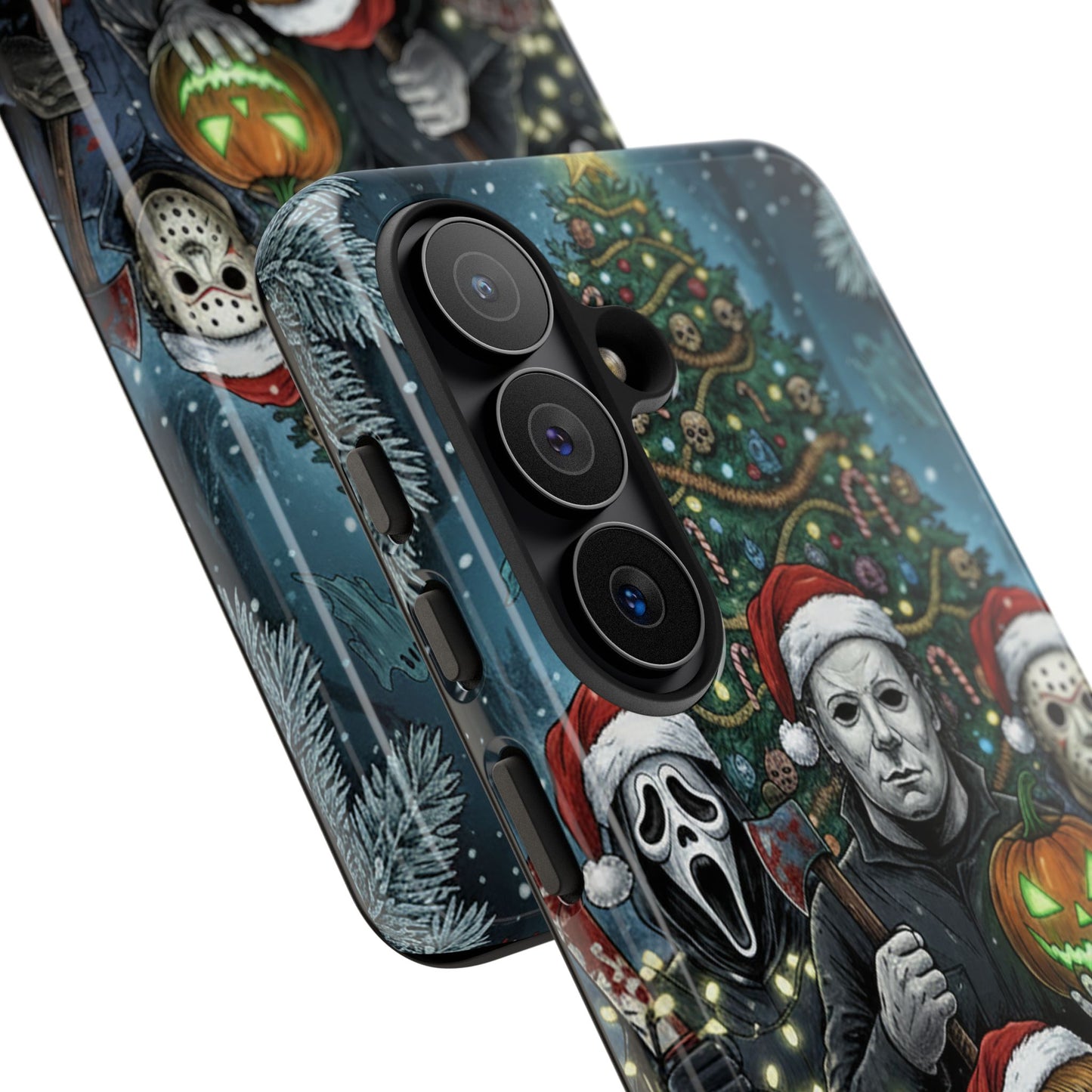 Christmas Horror Phone Case – Festive Slasher Collage Tough Case (iPhone, Samsung, Pixel)
