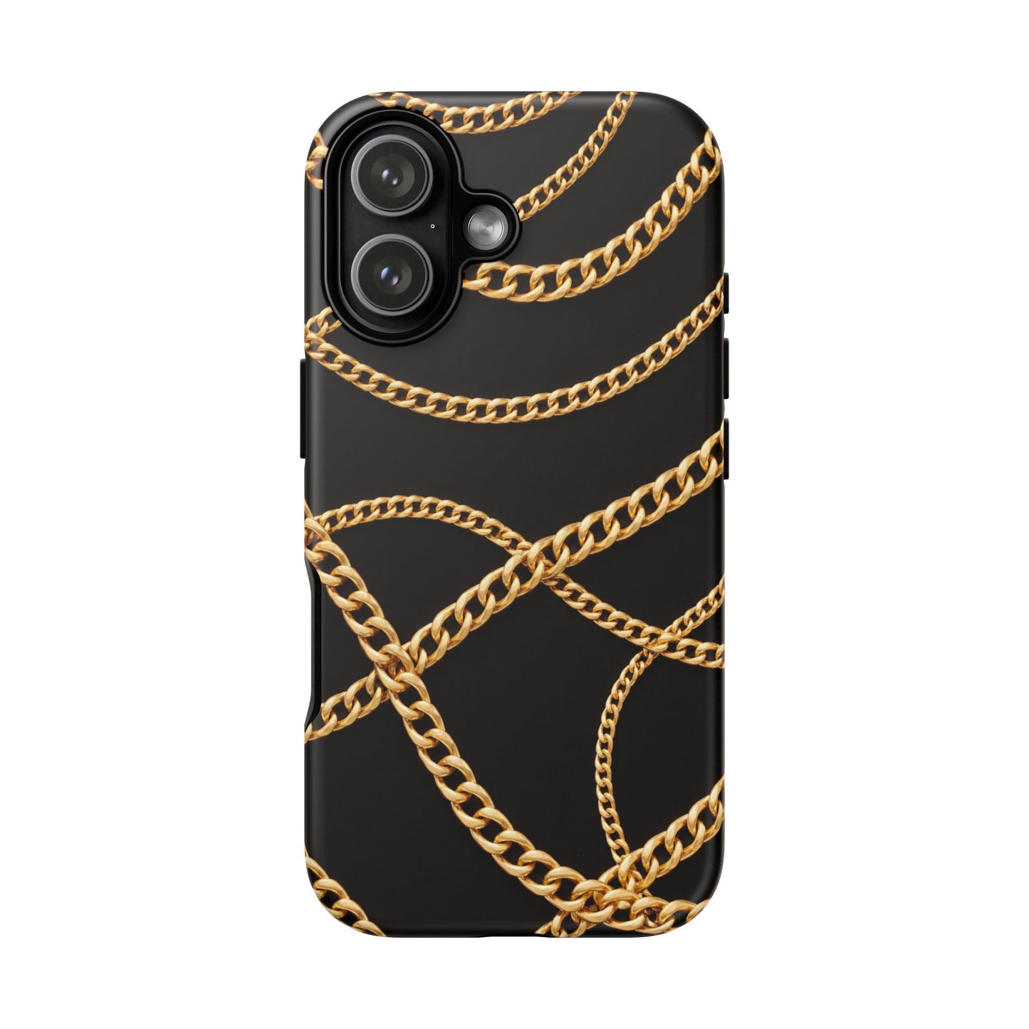 Luxury Gold Chain Phone Case – Black Designer Style Tough Protective Cover for Iphone, Samsung Galaxy and Pixel