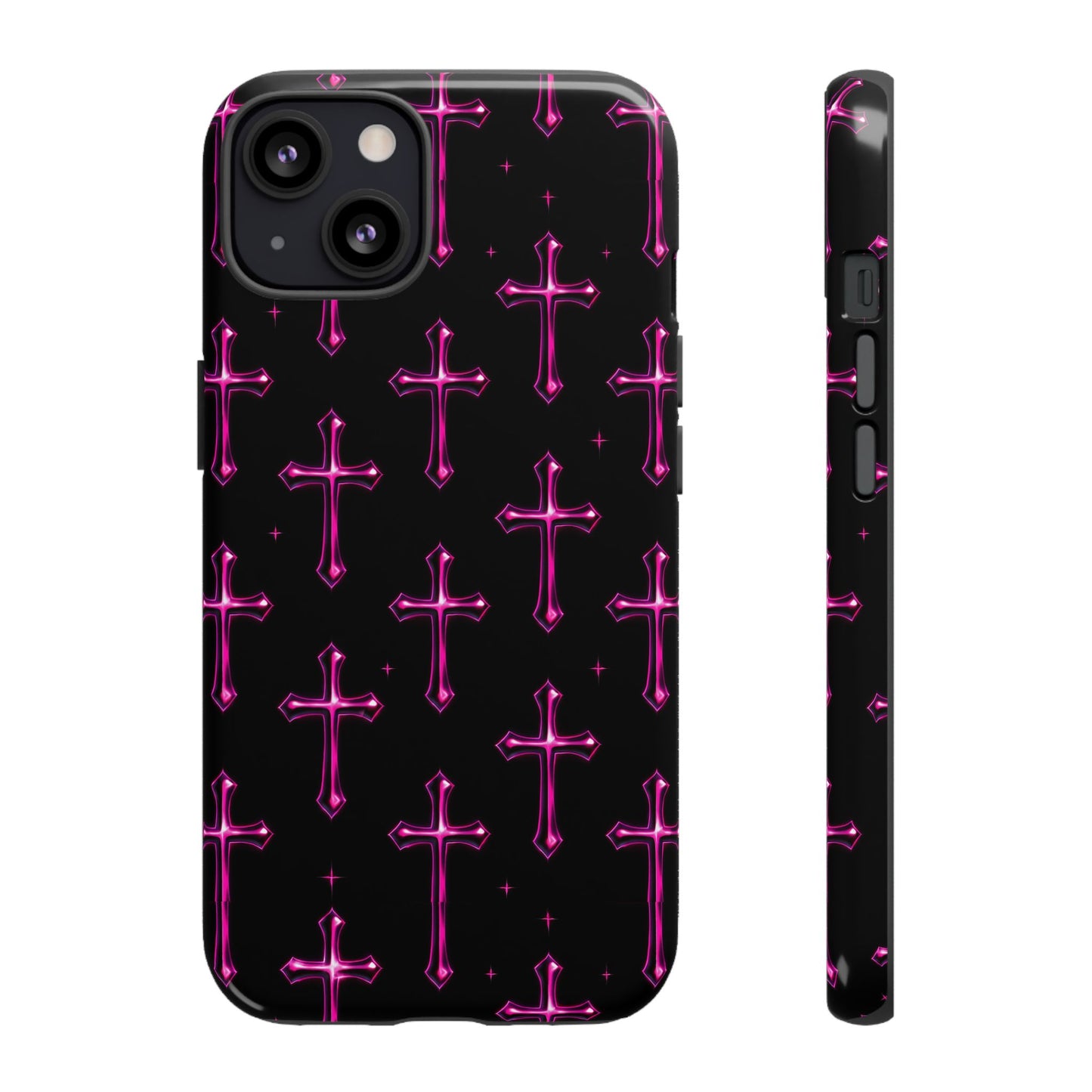 Neon Pink Cross Pattern Phone Case | Tough Protective Case for Iphone, Samsung Galaxy and Pixel