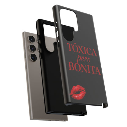 Toxica Pero Bonita Phone Case, Latina Quote Case, Red Lips Aesthetic, Spanish Saying Case, Trendy Tough Cover
