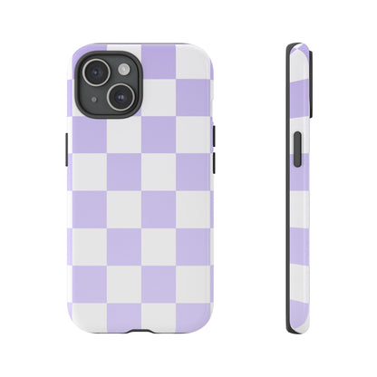Lavender Checkerboard Phone Case | Pastel Aesthetic Checkered iPhone & Samsung Tough Case