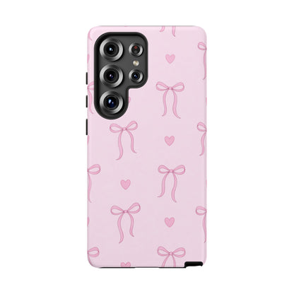 Pink Bow Heart Aesthetic Phone Case – Coquette Cute Tough Cover