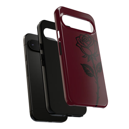 Black Rose Burgundy iPhone Case | Dark Aesthetic Shockproof Protective Cover