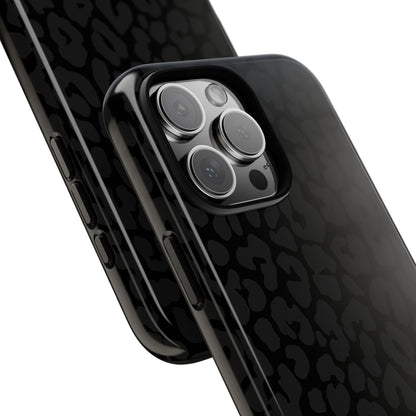 Black Leopard Phone Case | Black on Black Leopard Print Tough iPhone & Samsung Case | Matte or Glossy Protective Cover