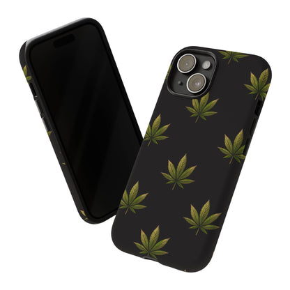 Cannabis Leaf Phone Case Green Weed Leaf Pattern Tough Protective Cover