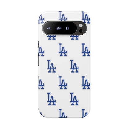 Blue LA Monogram Pattern Phone Case | Minimal Baseball Inspired Tough Cover