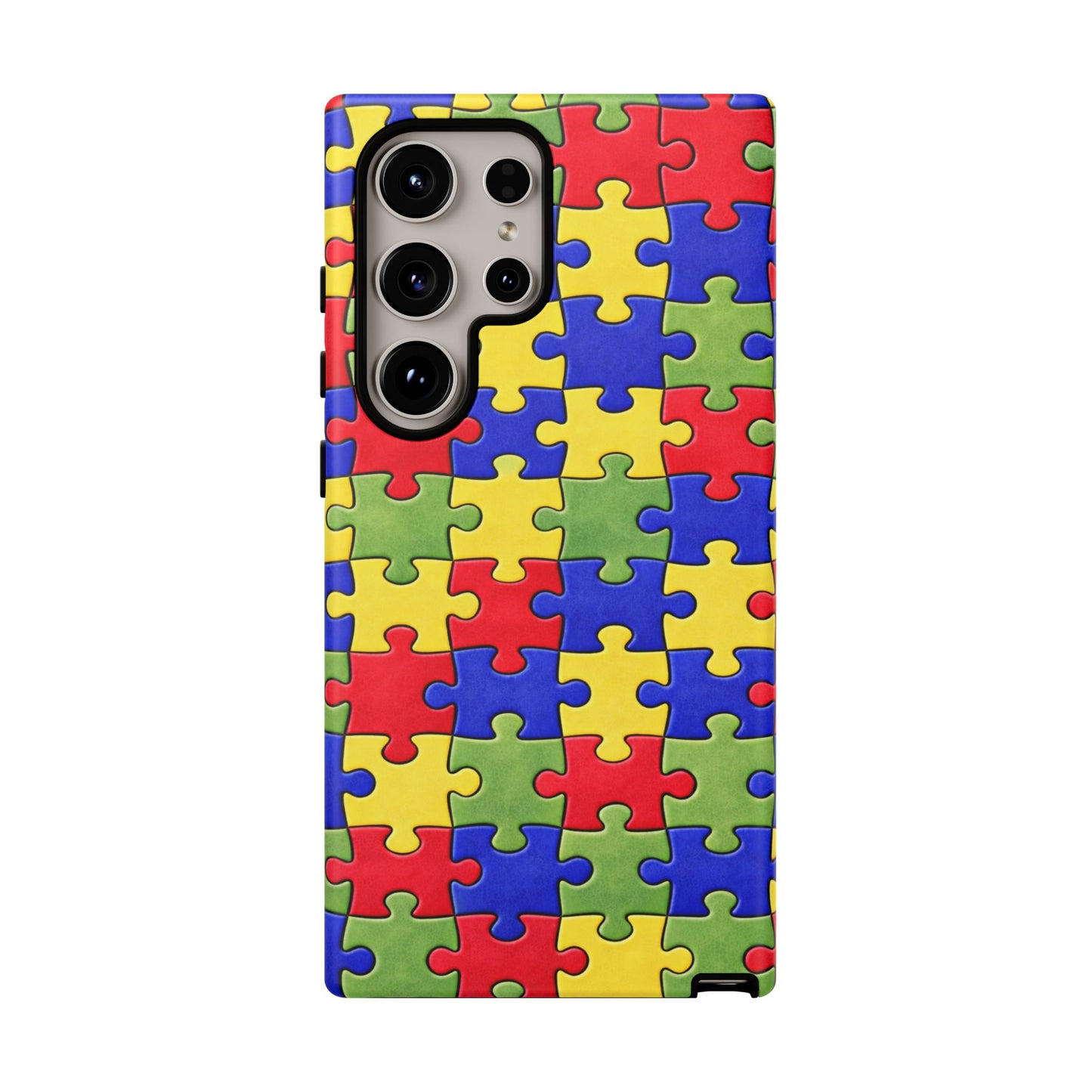 Colorful Puzzle Phone Case, Autism Awareness Jigsaw Design, Tough Protective Case, iPhone & Samsung Case, Vibrant Puzzle Pattern