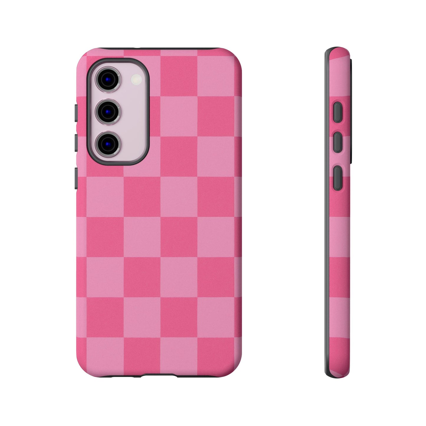 Pink Checkerboard Phone Case – Cute Aesthetic Tough Case for iPhone & Samsung