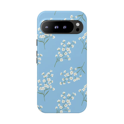 Baby’s Breath Floral Phone Case – Blue Minimal Flower Aesthetic Tough Case