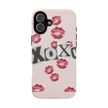 XOXO Kiss Print Phone Case | Coquette Valentine Aesthetic | Cute Pink Lipstick Kiss Tough Case for iPhone & Samsung