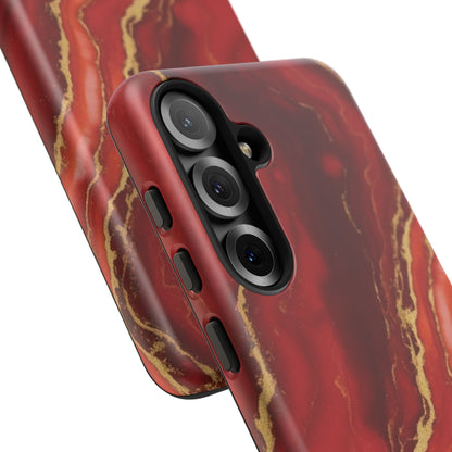 Red Agate Marble Phone Case with Gold Veins – Luxury Tough iPhone & Samsung Case
