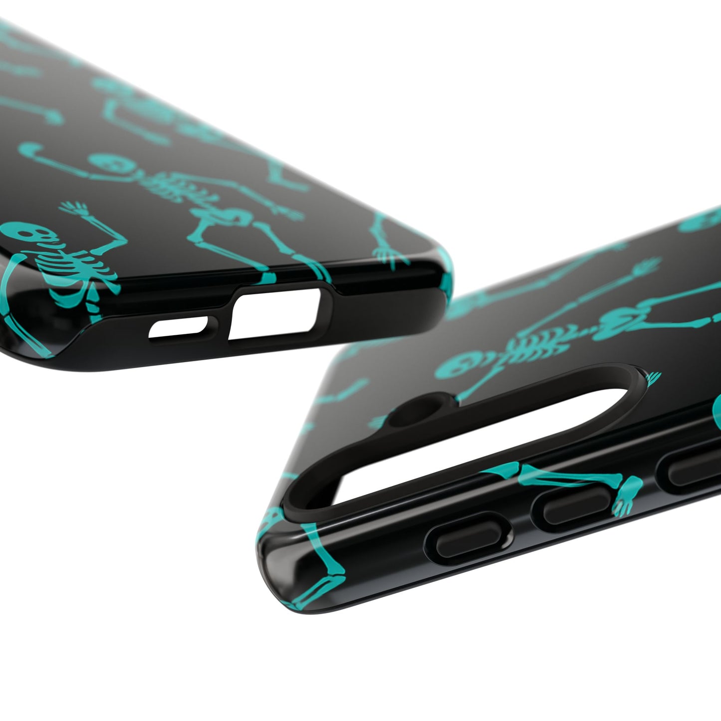 Dancing Teal Skeletons Phone Case | Tough Protective Case for Iphone, Samsung Galaxy and Pixel