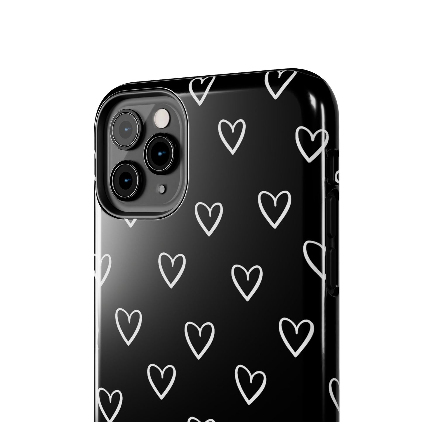 Doodle Heart Phone Case – Minimal Black & White Heart Pattern | Tough Protective Case