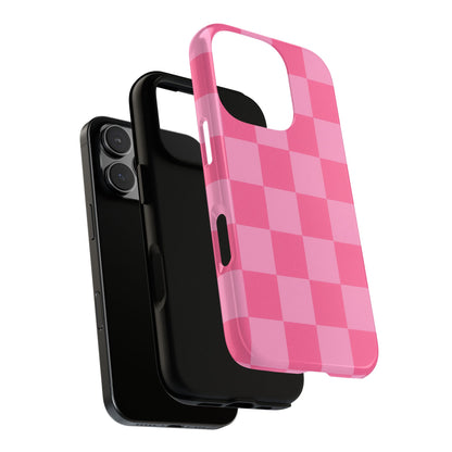 Pink Checkerboard Phone Case | Cute Aesthetic Checkered iPhone & Samsung Tough Case