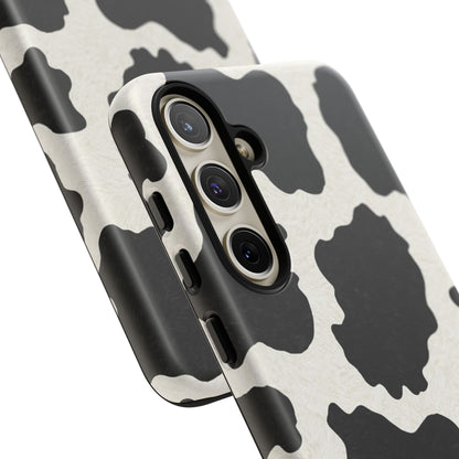Black & White Cow Print Phone Case | Western Aesthetic iPhone & Samsung Tough Case