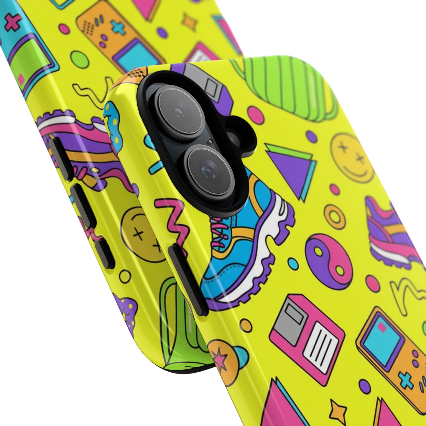 90s Retro Neon Phone Case – Y2K Nostalgia Colorful Icons Tough Protective Case