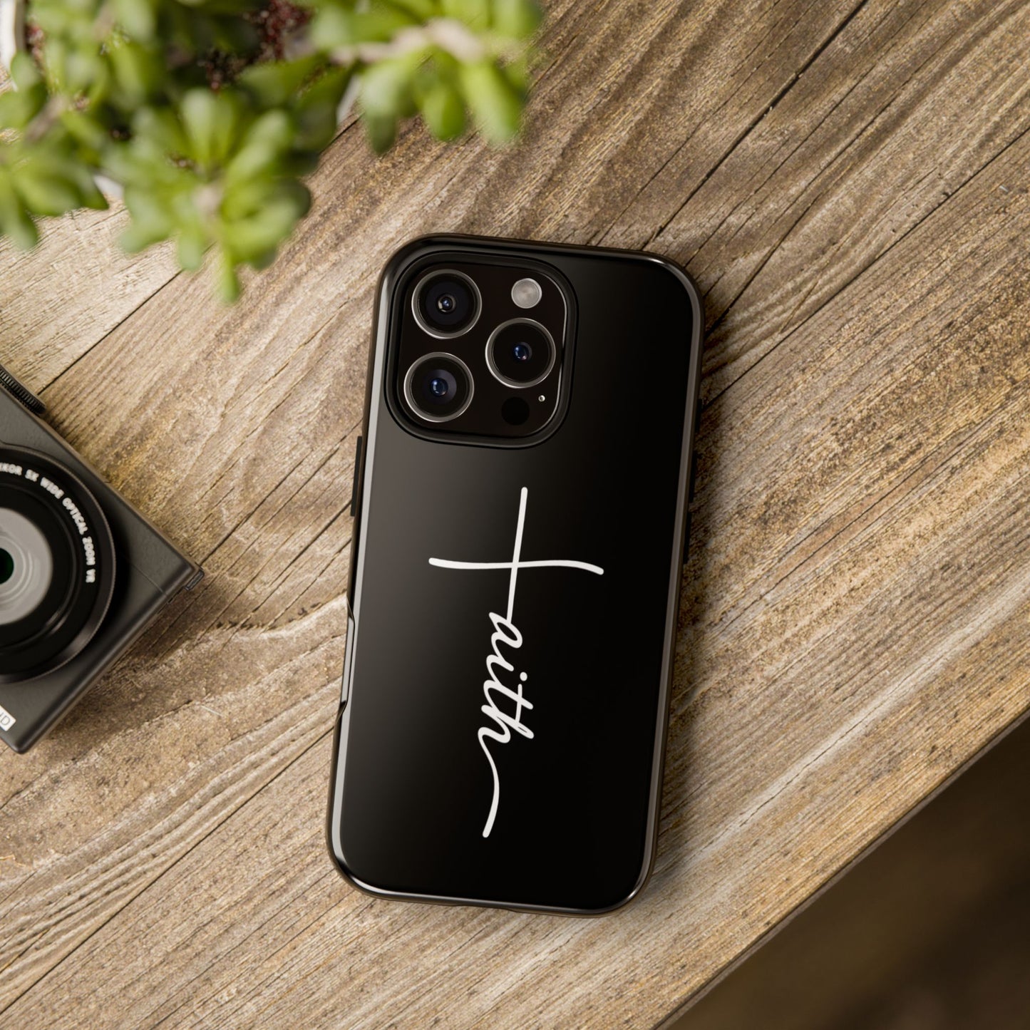 Faith Cross Phone Case, Christian Aesthetic Minimalist Black Matte Case, Religious Gift iPhone Samsung Cover