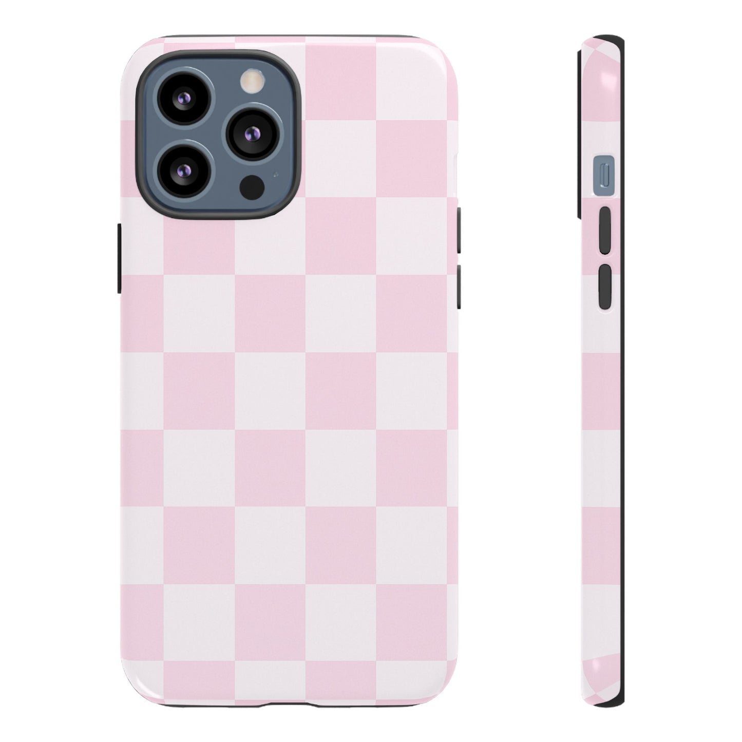 Light Pink Checkerboard Phone Case | Pastel Aesthetic Checkered iPhone & Samsung Tough Case
