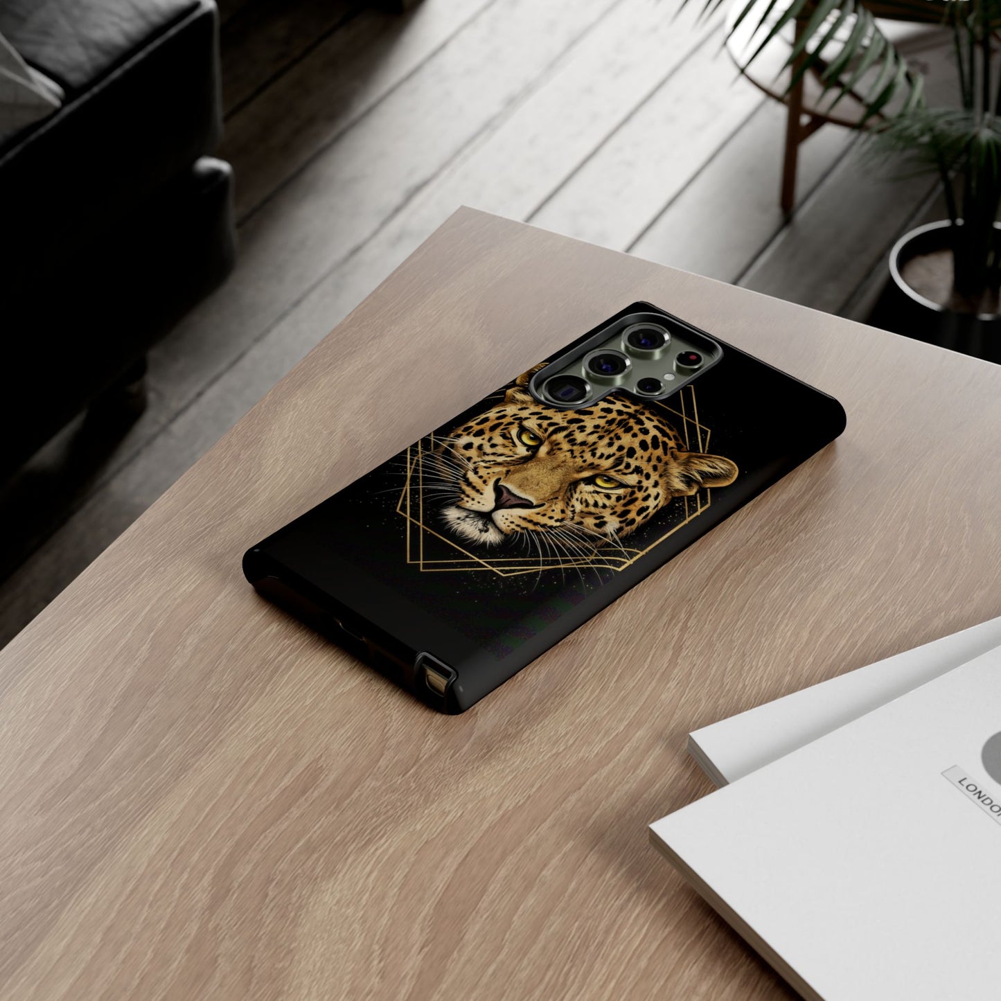 Leopard Phone Case – Black Gold Leopard Head Luxury Animal Tough Case