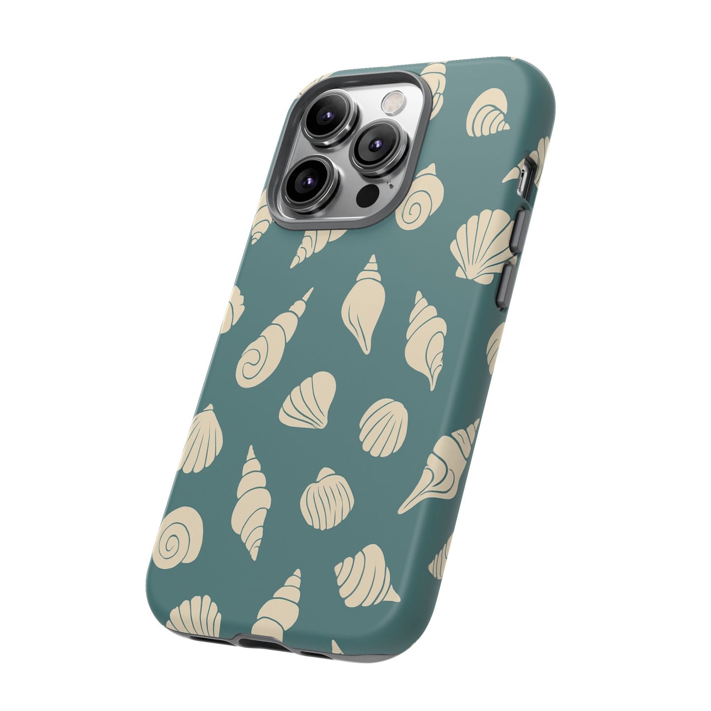 Seashell Pattern Phone Case | Teal Coastal Shells Tough Case for Iphone, Samsung Galaxy and Pixel