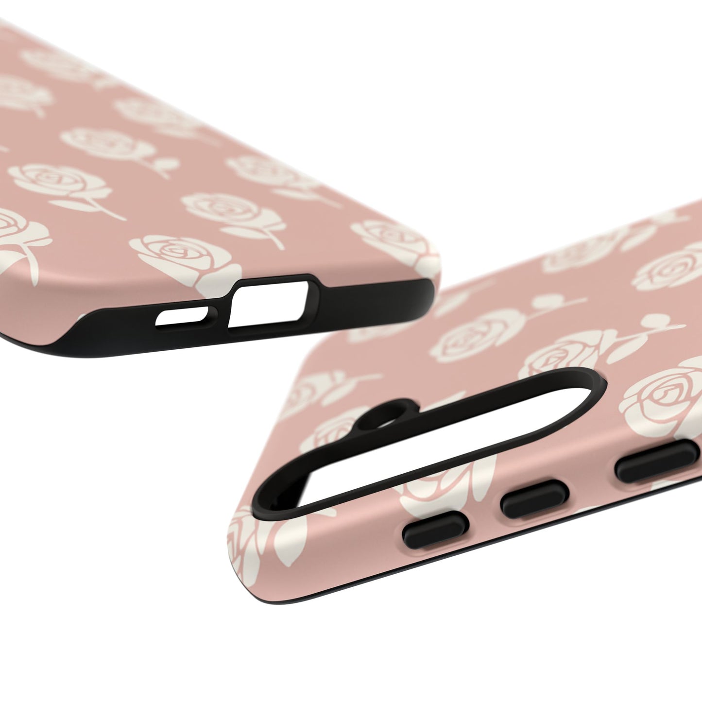 White Rose Pattern Tough Phone Case | Elegant Floral Aesthetic Case for Iphone, Samsung Galaxy and Pixel