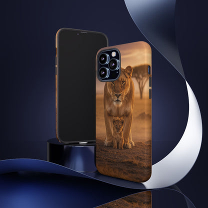 Lioness & Cub Phone Case | Safari Wildlife Tough Case for iPhone & Samsung