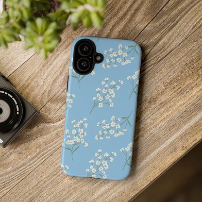 Baby’s Breath Floral Phone Case | Minimal Blue Flower Tough Case