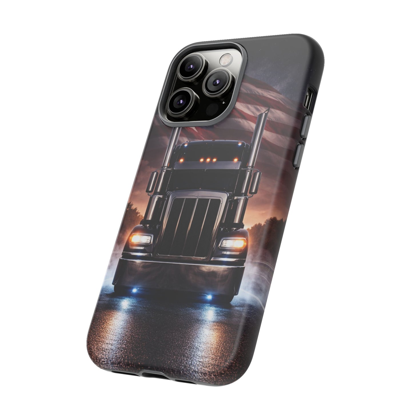 Semi Truck Phone Case American Flag Big Rig Trucker Gift iPhone Samsung