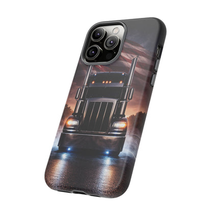 Semi Truck Phone Case American Flag Big Rig Trucker Gift iPhone Samsung