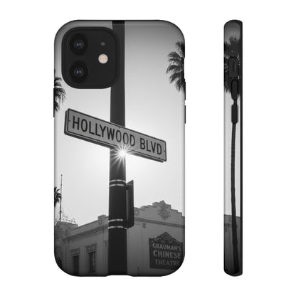 Hollywood Blvd Phone Case | Vintage Los Angeles Street Sign | Black & White LA Aesthetic