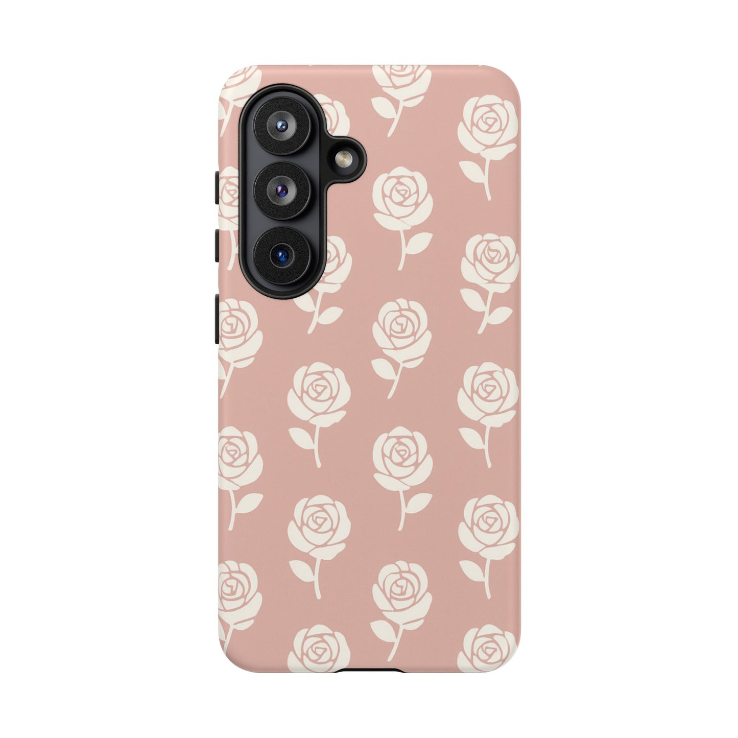 White Rose Pattern Tough Phone Case | Elegant Floral Aesthetic Case for Iphone, Samsung Galaxy and Pixel