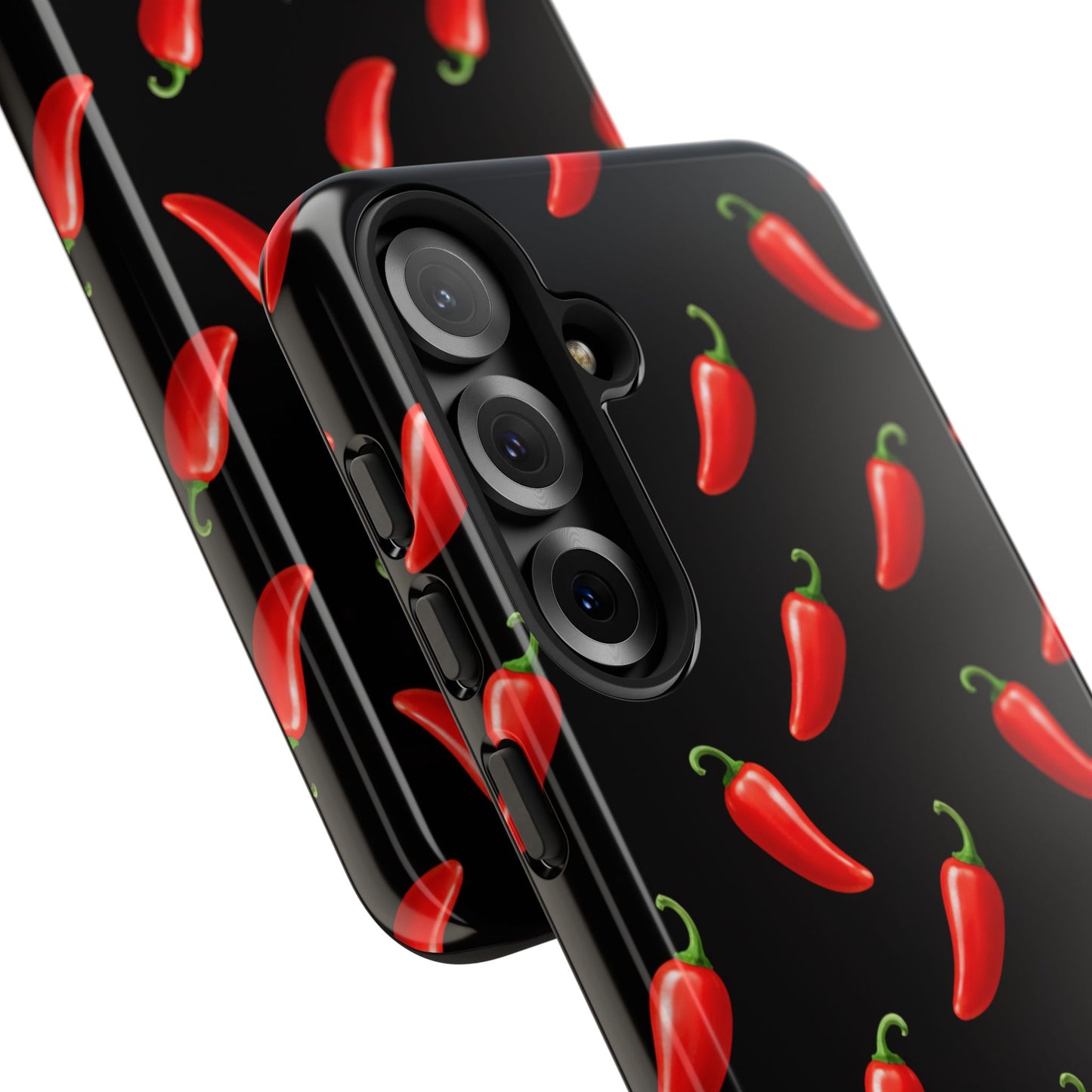 Spicy Chili Pepper Phone Case – Black Cute Hot Pepper Tough Cover for Iphone, Samsung Galaxy and Pixel