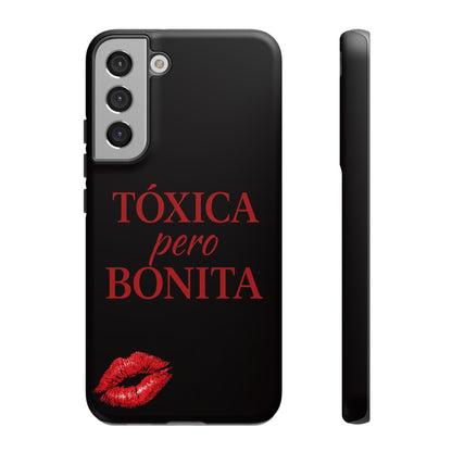 Toxica Pero Bonita Phone Case, Latina Quote Case, Red Lips Aesthetic, Spanish Saying Case, Trendy Tough Cover