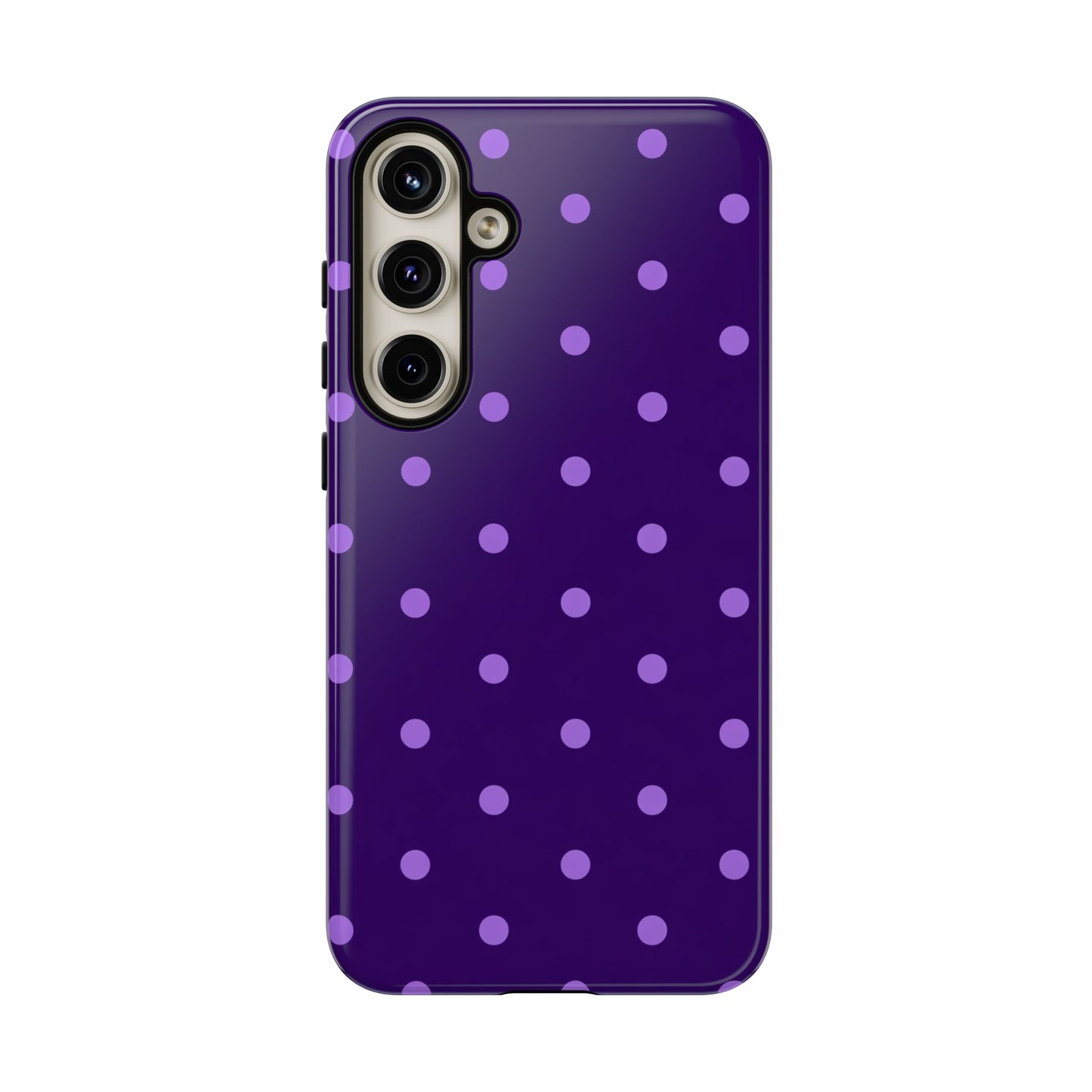 Purple Polka Dot Tough Phone Case – Cute Stylish Durable Protective Cover for Iphone, Samsung Galaxy and Pixel