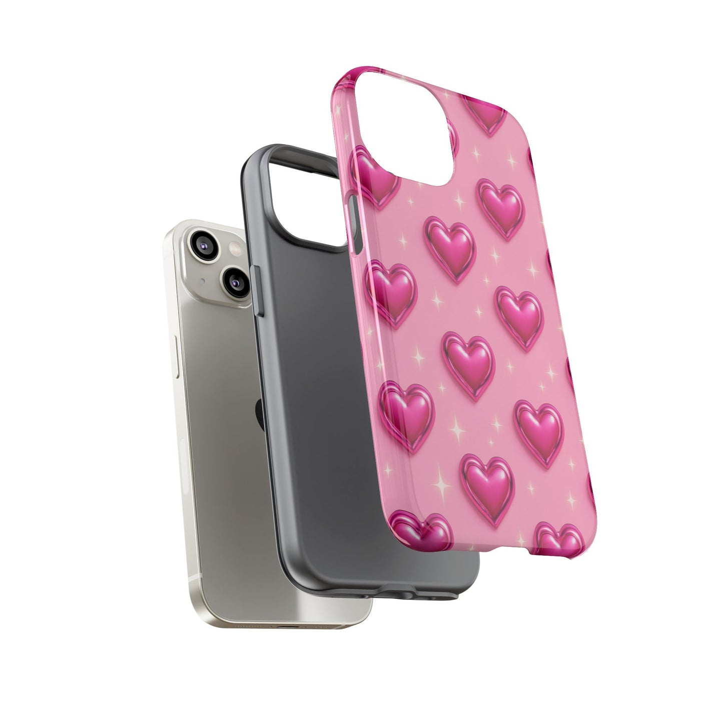 Pink Heart Pattern Phone Case | Tough Protective Case for Iphone, Samsung Galaxy and Pixel