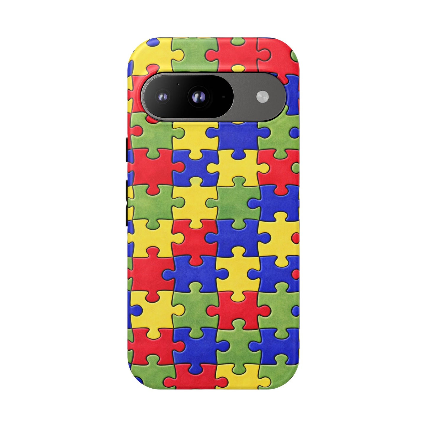 Colorful Puzzle Phone Case, Autism Awareness Jigsaw Design, Tough Protective Case, iPhone & Samsung Case, Vibrant Puzzle Pattern