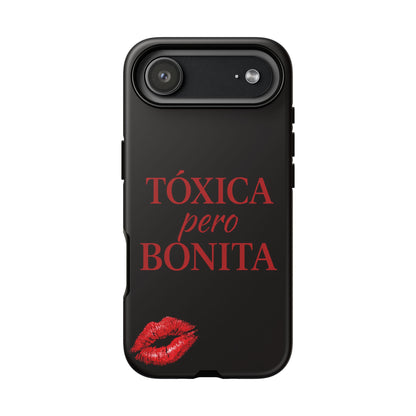 Toxica Pero Bonita Phone Case, Latina Quote Case, Red Lips Aesthetic, Spanish Saying Case, Trendy Tough Cover