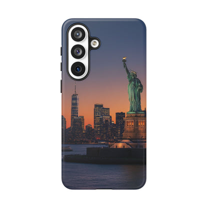 Statue of Liberty Sunset Phone Case – New York City Skyline Travel Aesthetic Tough Case
