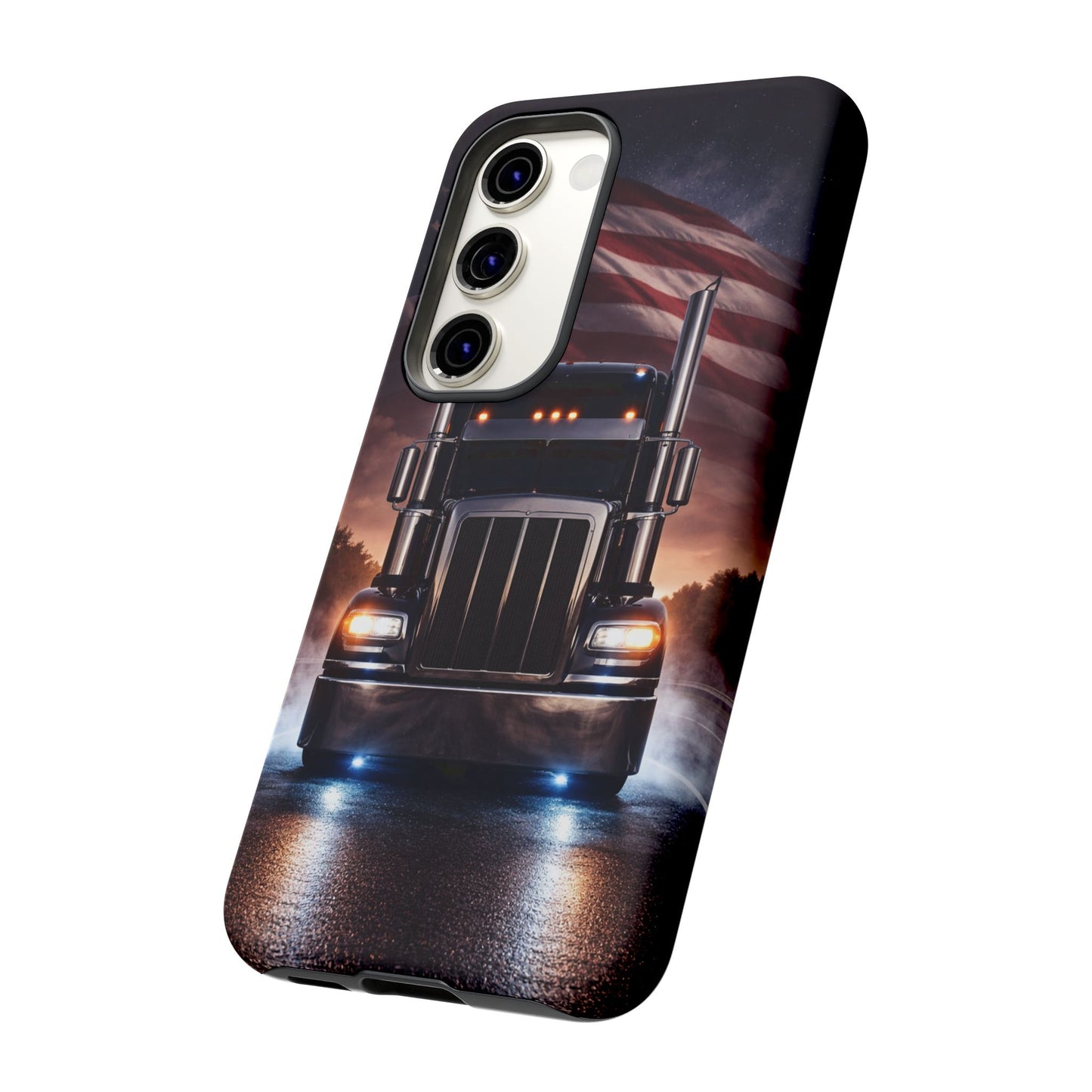 Semi Truck Phone Case American Flag Big Rig Trucker Gift iPhone Samsung