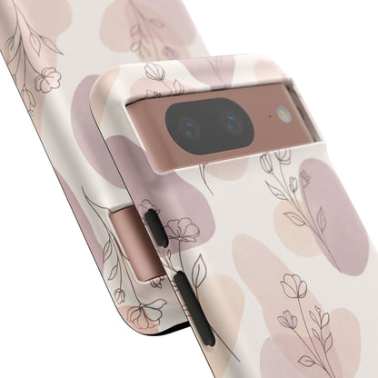 Blush Floral Phone Case Neutral Botanical Watercolor Tough Cover