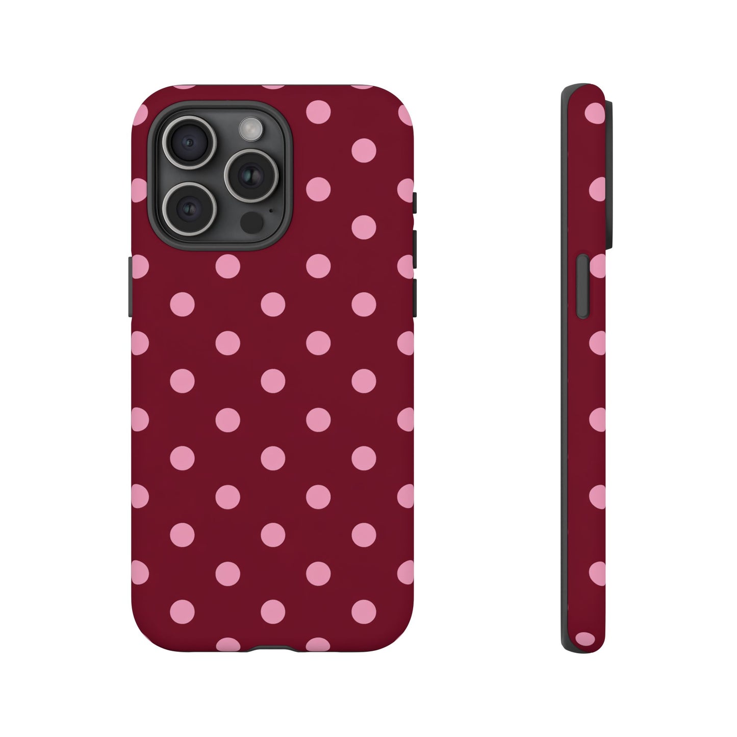 Pink Polka Dot Phone Case – Cute Aesthetic Tough Protective Phone Cover for Iphone, Samsung Galaxy and Pixel
