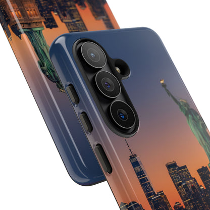 Statue of Liberty Sunset Phone Case – New York City Skyline Travel Aesthetic Tough Case