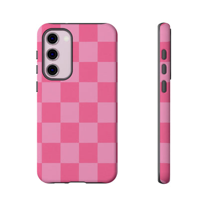 Pink Checkerboard Phone Case | Cute Aesthetic Checkered iPhone & Samsung Tough Case