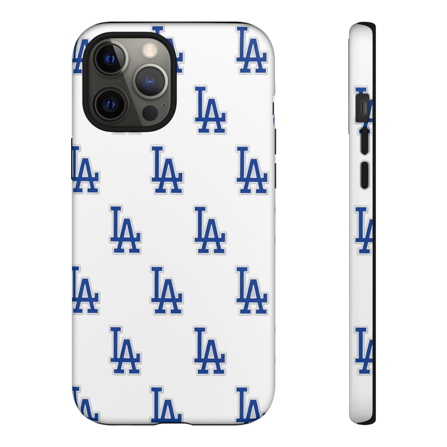 Blue LA Monogram Pattern Phone Case | Minimal Baseball Inspired Tough Cover